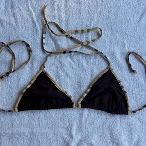 Authentic Burberry Black and Plaid Triangle Bikini Top